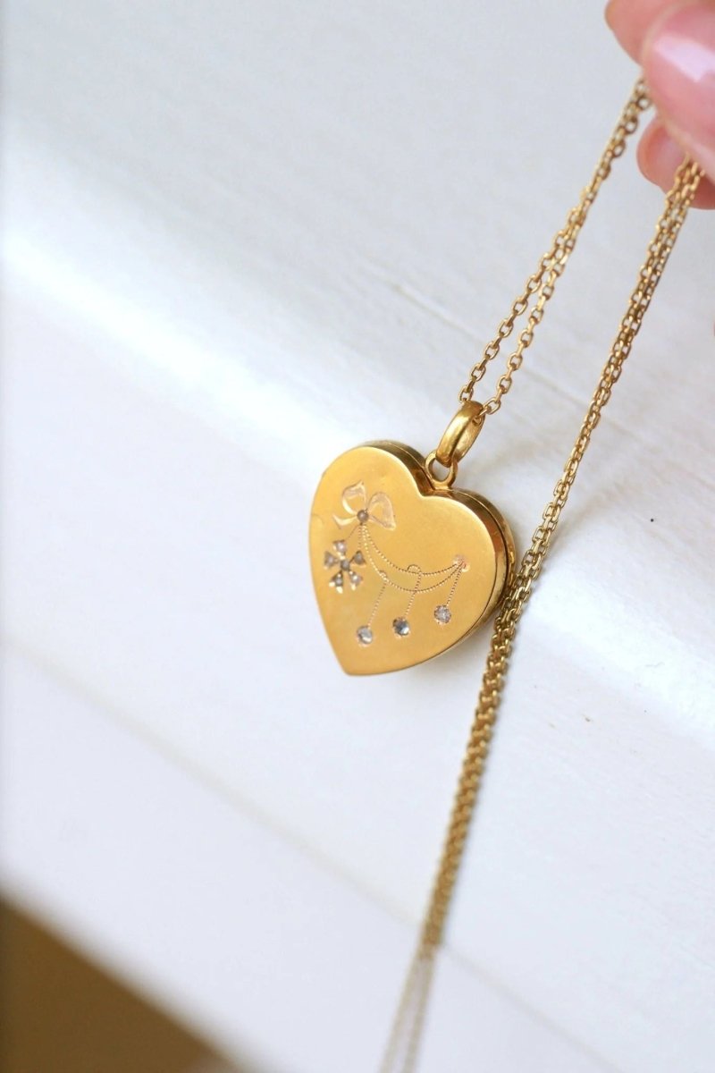 Médaillon cœur ouvrant en or, diamants, et perles - Castafiore