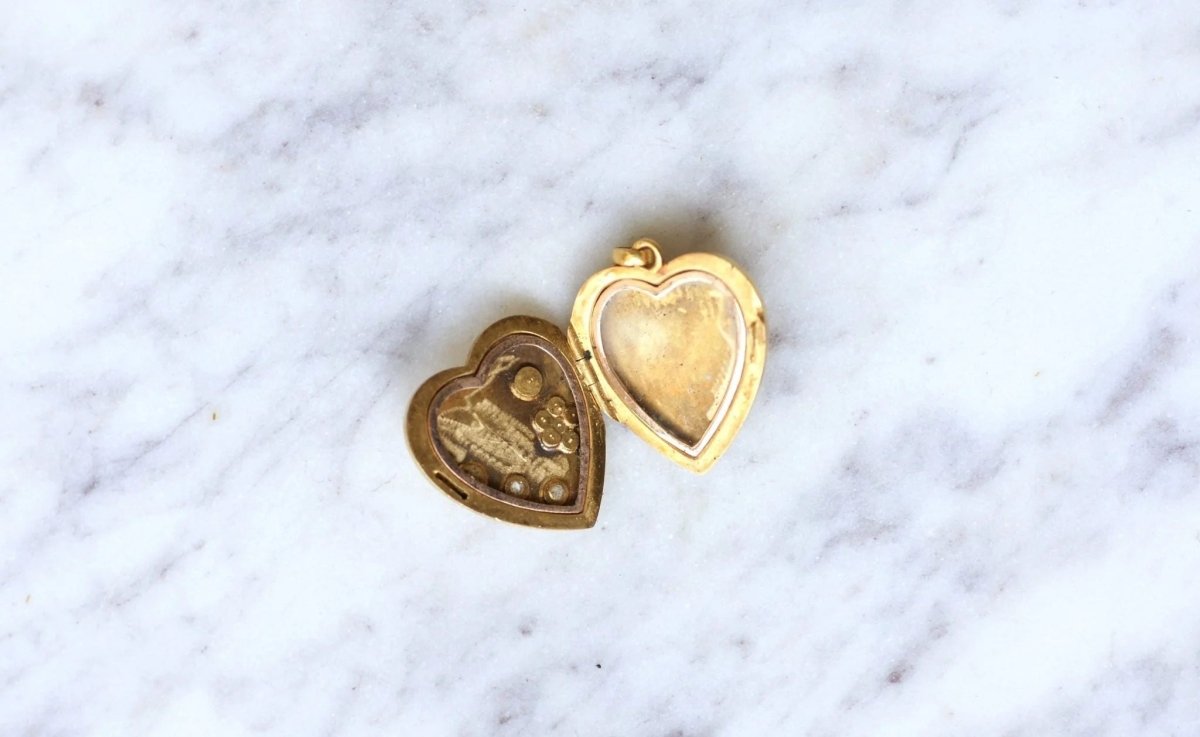 Médaillon cœur ouvrant en or, diamants, et perles - Castafiore