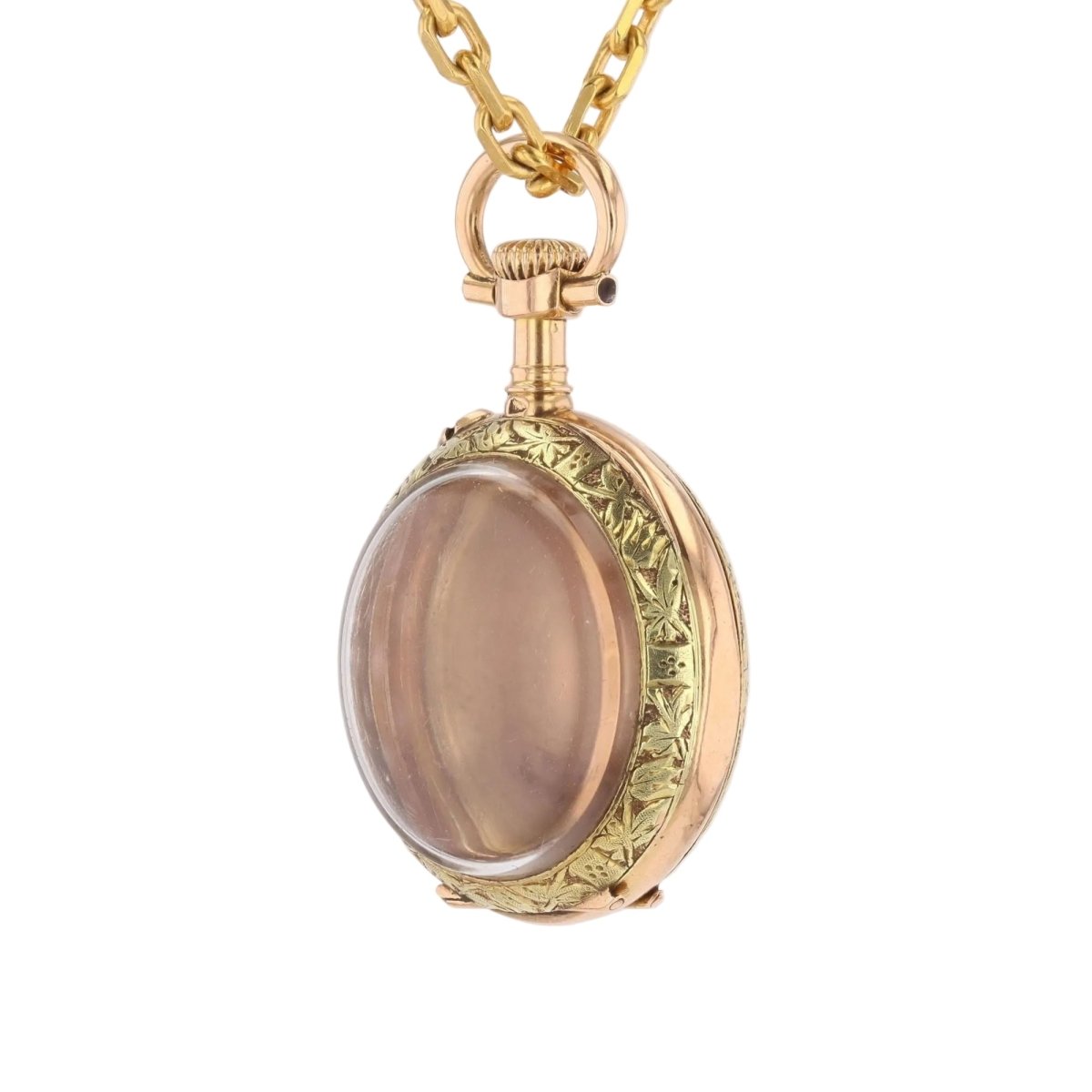 Médaillon en or rose, or vert et diamants - Castafiore