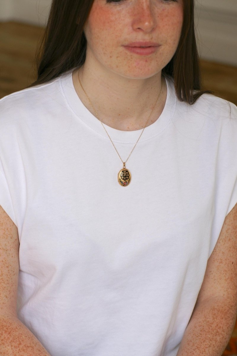 Médaillon Ouvrant Recuerdo Fleurs Emaillées Or Jaune - Castafiore