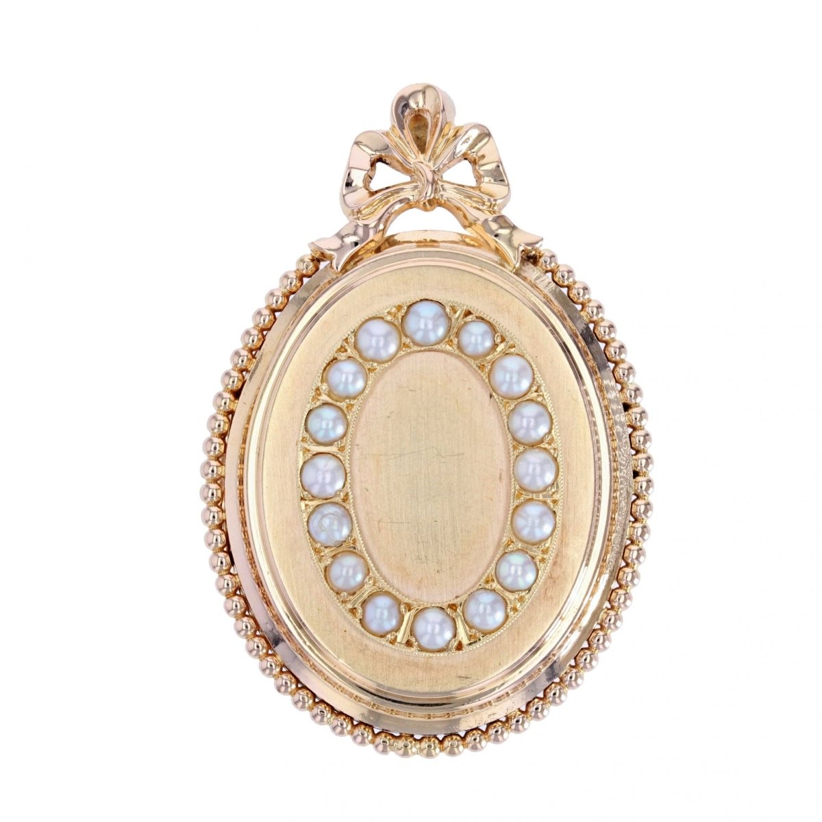 Médaillon Pendentif ancien en or et perles - Castafiore