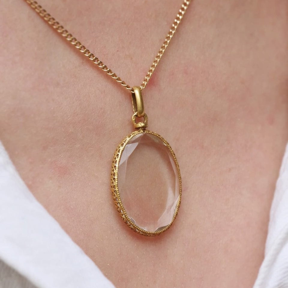 Médaillon porte - photo ovale en or jaune - Castafiore