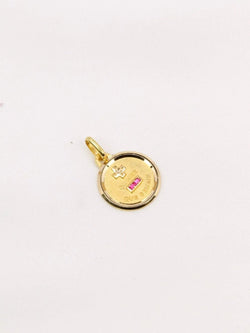 Mini Médaille amour Augis Plus qu'hier moins que demain or jaune diamant rubis - Castafiore