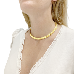 Collier Bulgari, "Tubogas" or jaune et diamants.