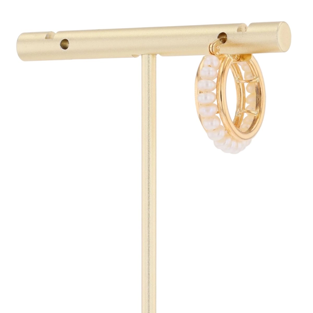 Mono boucle d'oreille Créole en or jaune et perles - Castafiore