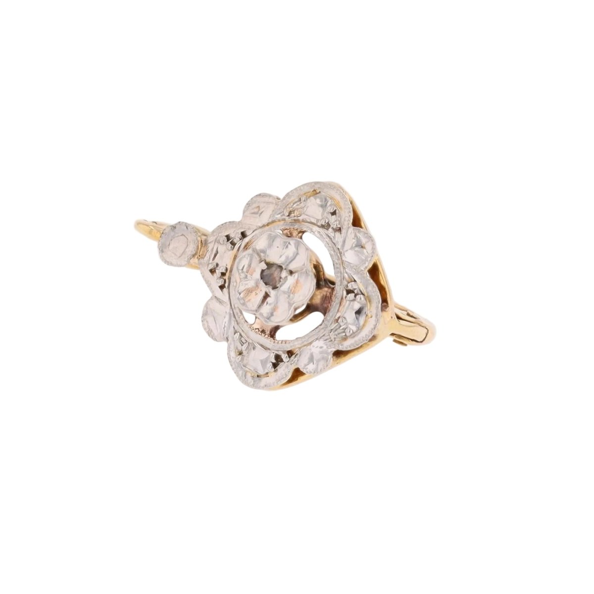 Mono boucle d'oreilles Dormeuse en or blanc, or jaune et diamants - Castafiore