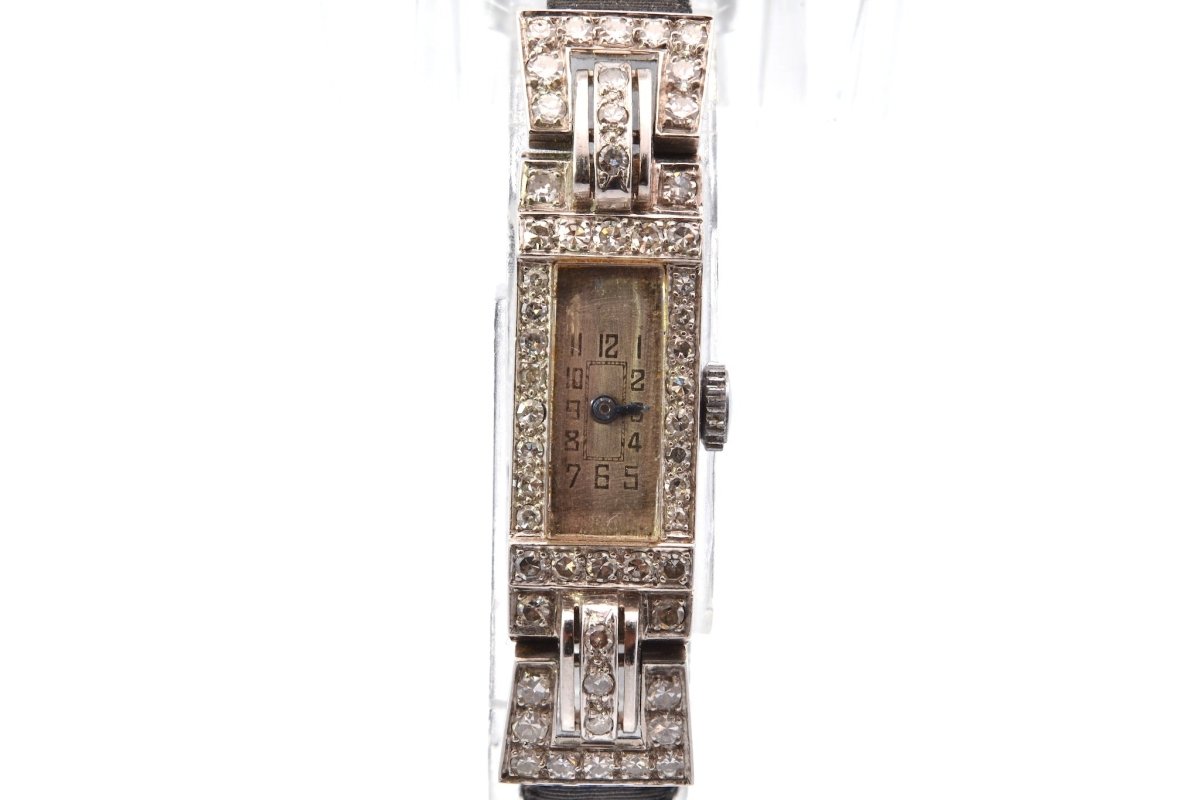 Montre art déco en platine et diamants - Castafiore