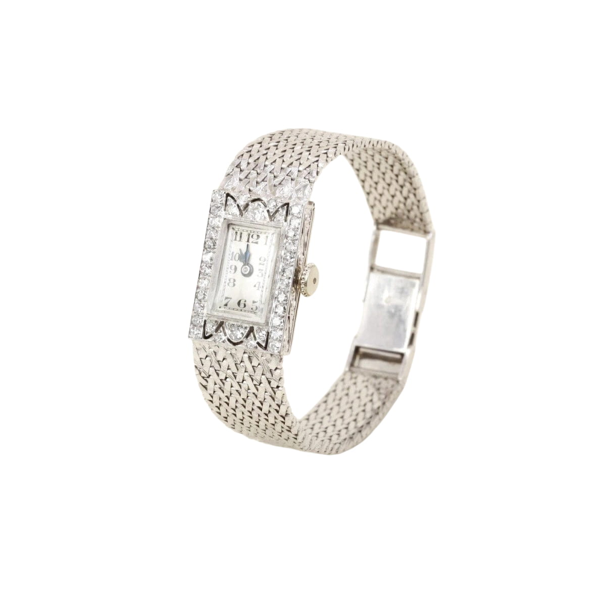 Montre Art Déco or blanc diamants - Castafiore