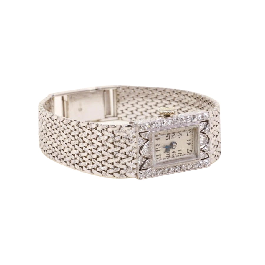 Montre Art Déco or blanc diamants - Castafiore