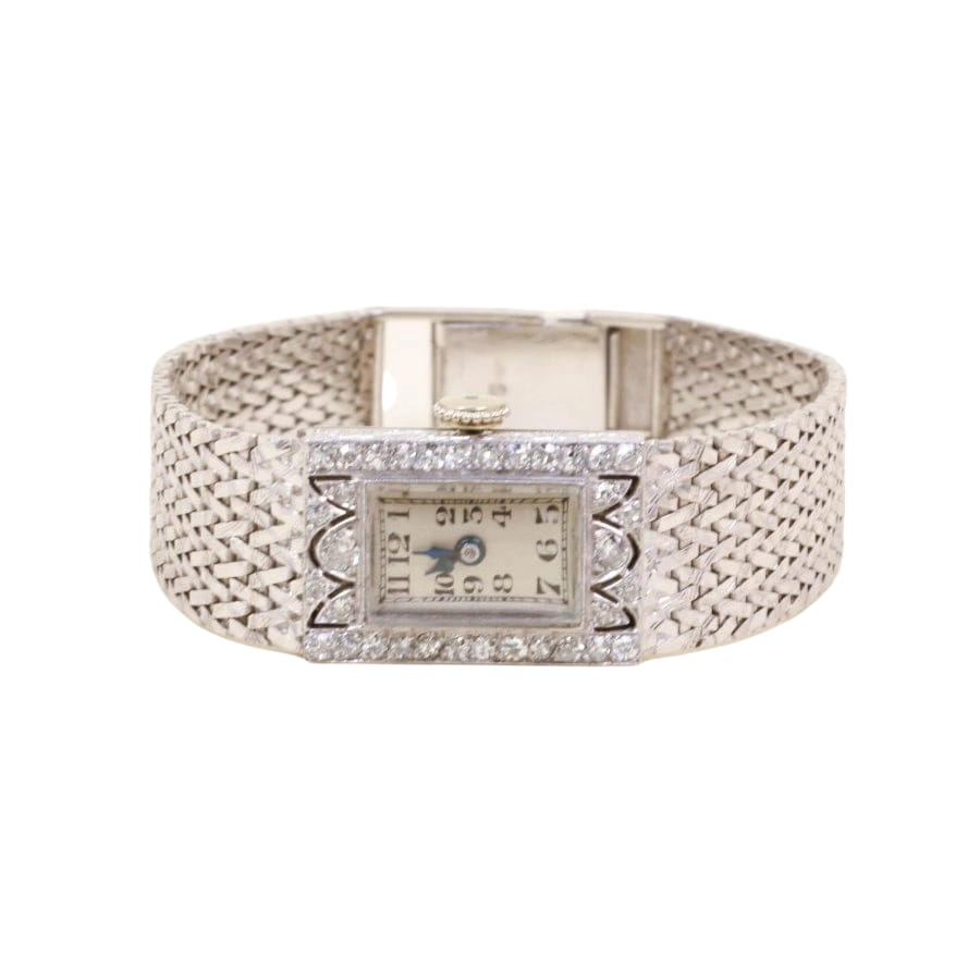 Montre Art Déco or blanc diamants - Castafiore