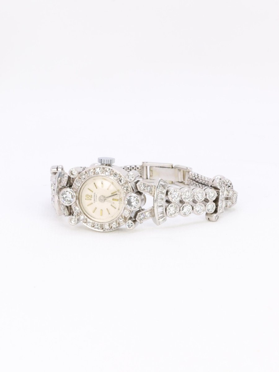 Montre Art Deco or blanc platine diamants - Castafiore