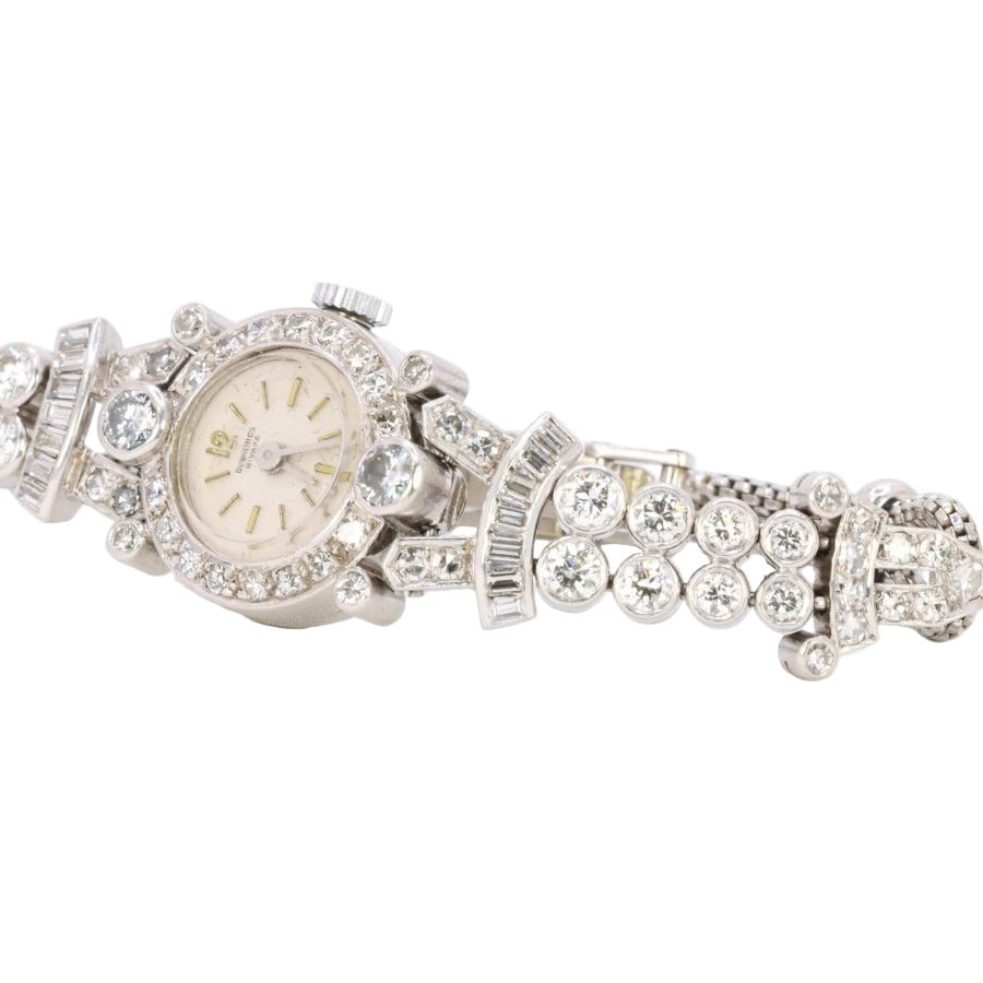 Montre Art Deco or blanc platine diamants - Castafiore