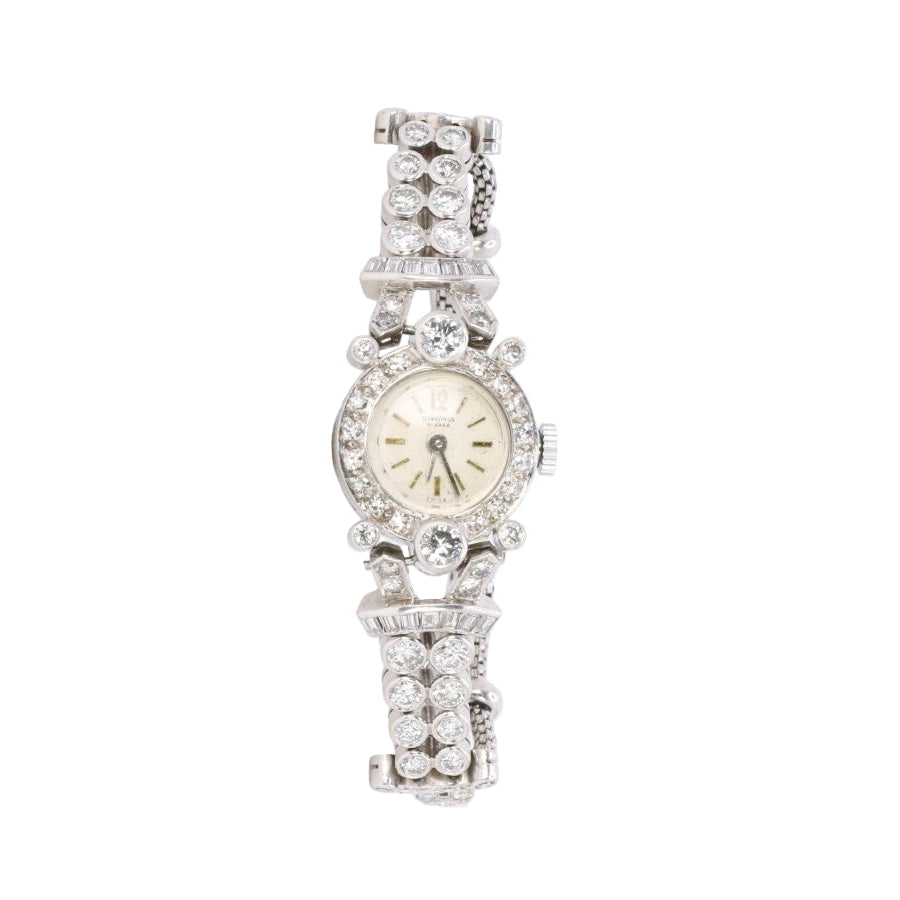 Montre Art Deco or blanc platine diamants - Castafiore