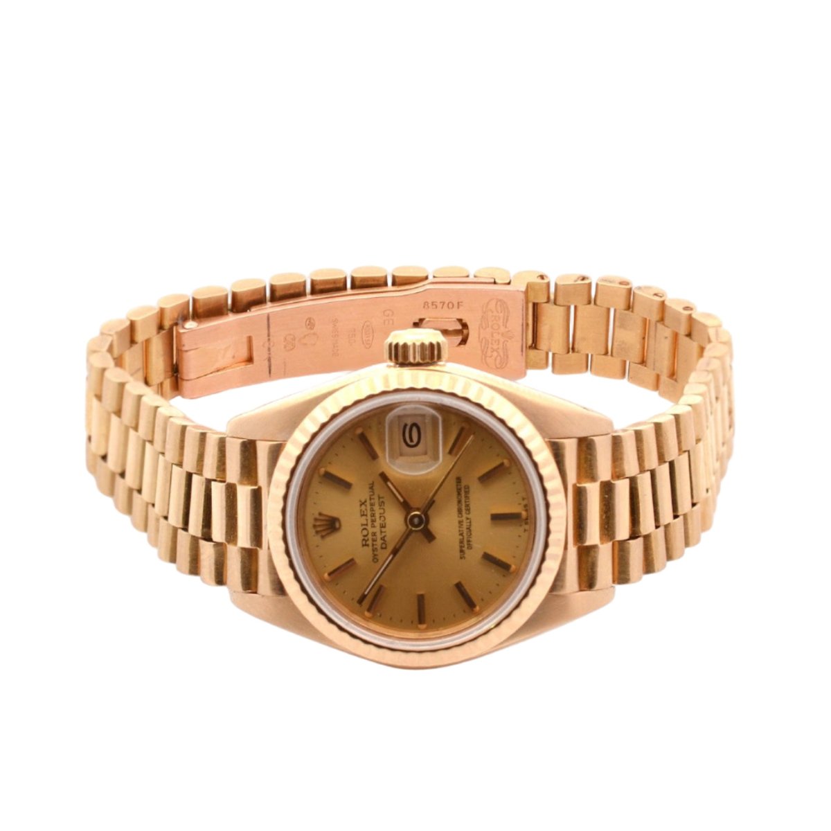 Montre Automatique ROLEX "DateJust" en or jaune et saphir - Castafiore