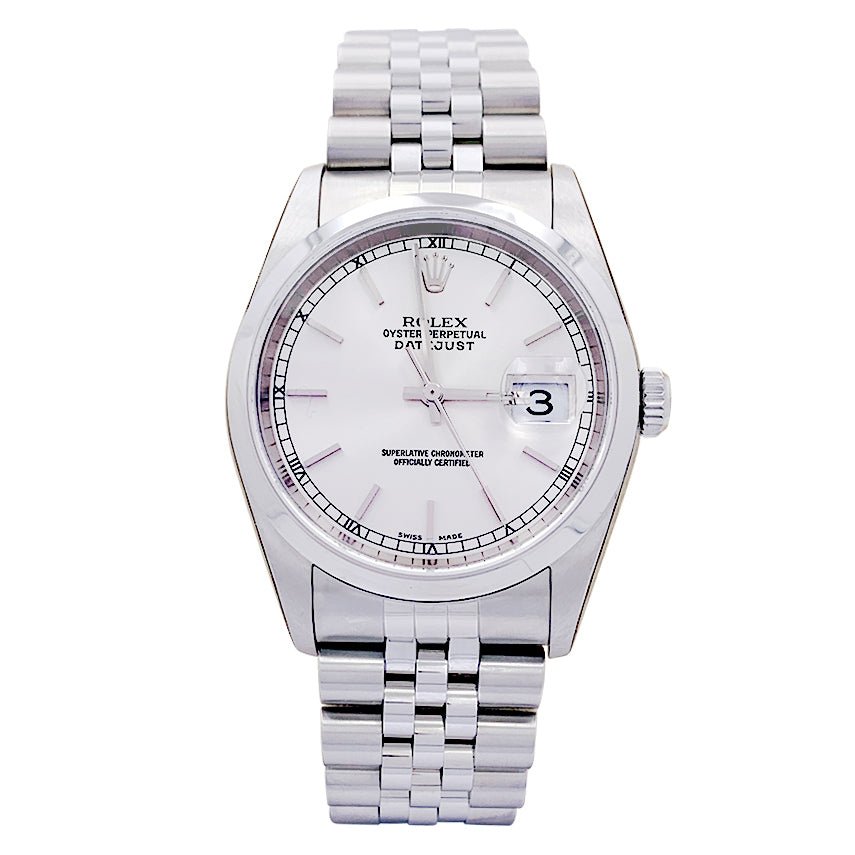 Montre Automatique ROLEX "Oyster Perpetual Date just" en acier et argent - Castafiore