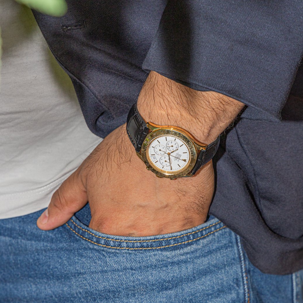 Montre Automatique ZENITH "El Primero" en or jaune et cuir - Castafiore