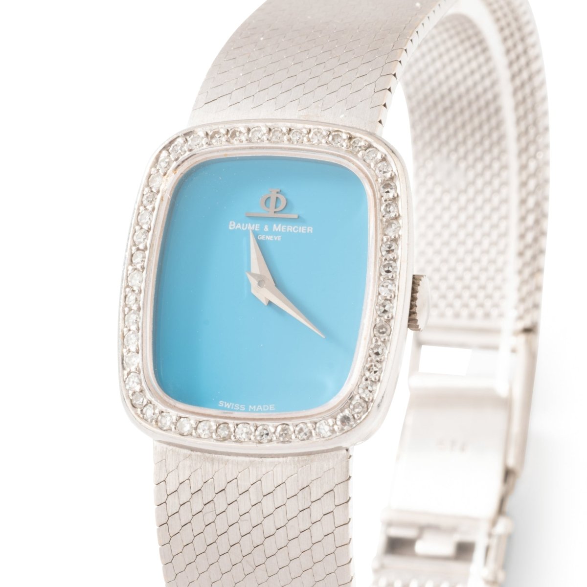 Montre BAUME ET MERCIER en or blanc, turquoise et diamants - Castafiore