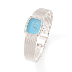 Montre BAUME ET MERCIER en or blanc, turquoise et diamants - Castafiore
