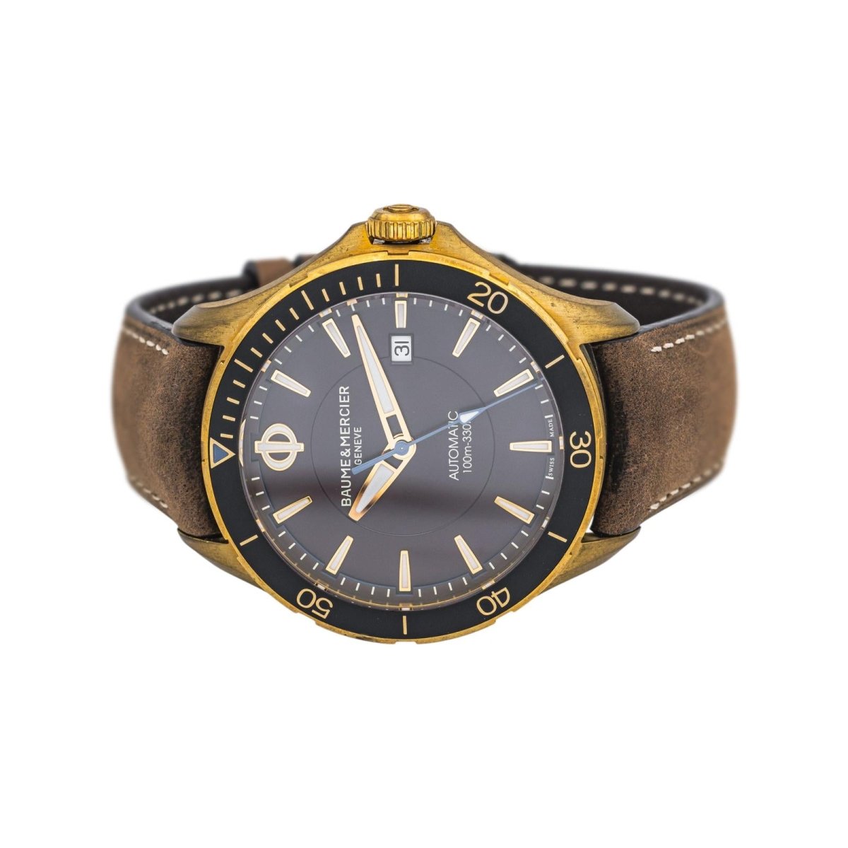 Montre BAUME & MERCIER "Clifton Club" en bronze et cuir - Castafiore