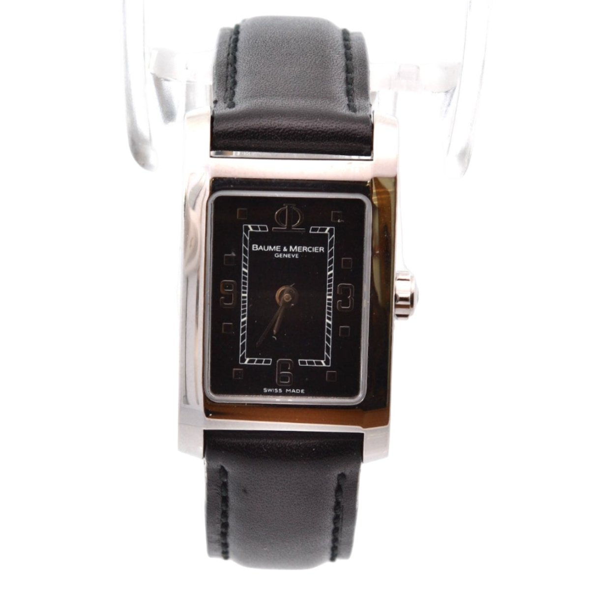 Montre BAUME & MERCIER "Hampton" en acier, cuir et saphir - Castafiore