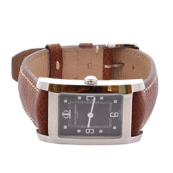 Montre BAUME & MERCIER "Hampton" en acier, cuir et saphir - Castafiore