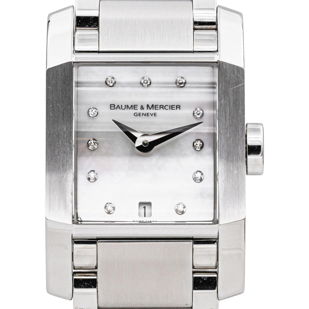 Montre BAUME & MERCIER "Hampton" en acier, nacre et diamants - Castafiore