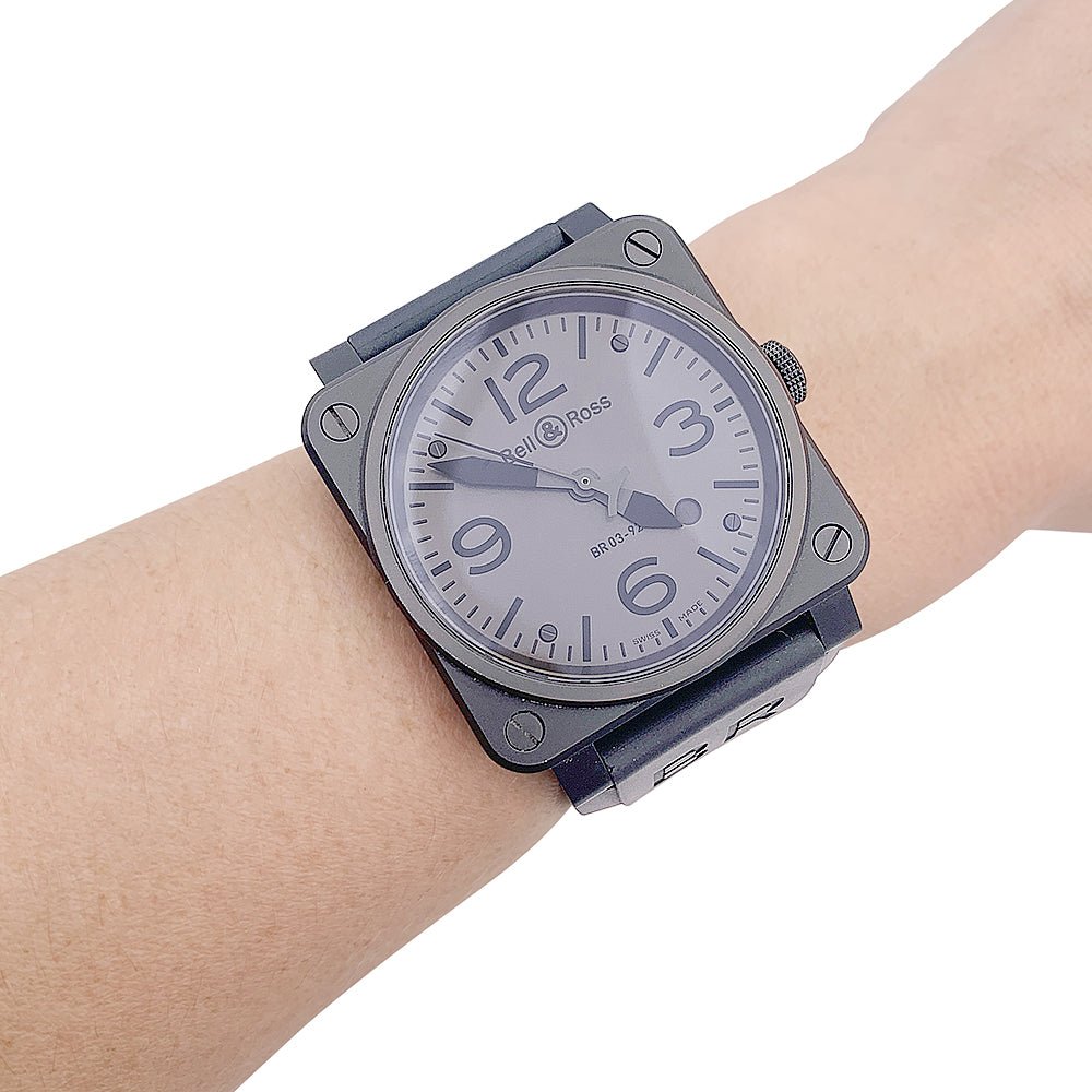 Montre BELL & ROSS "BR 03 Phantom" en céramique noire et caoutchouc - Castafiore