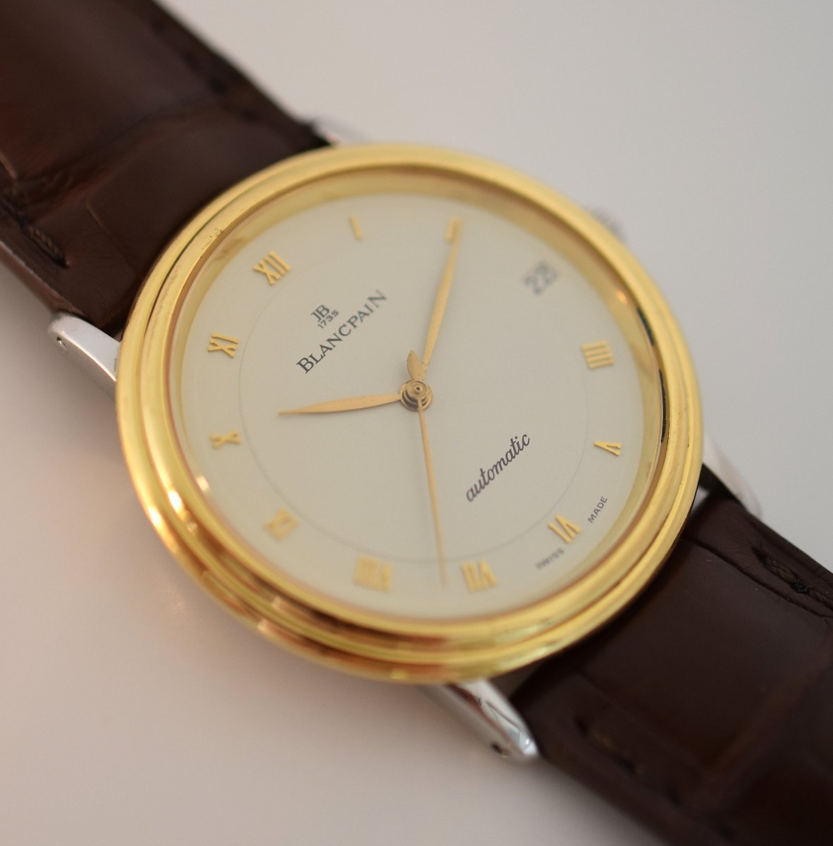 Montre BLANCPAIN Villeret Réf. 0095-1318, en acier et or jaune Cal. 9513 Automatique, vers 1990. - Castafiore