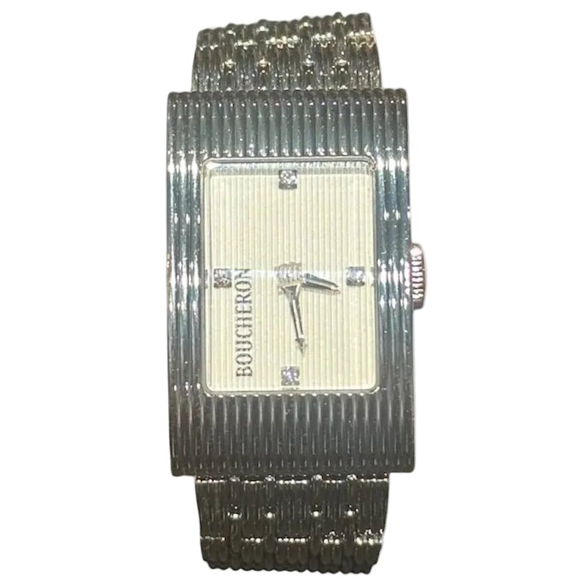 Montre BOUCHERON "Reflet" en acier inoxydable et diamants - Castafiore