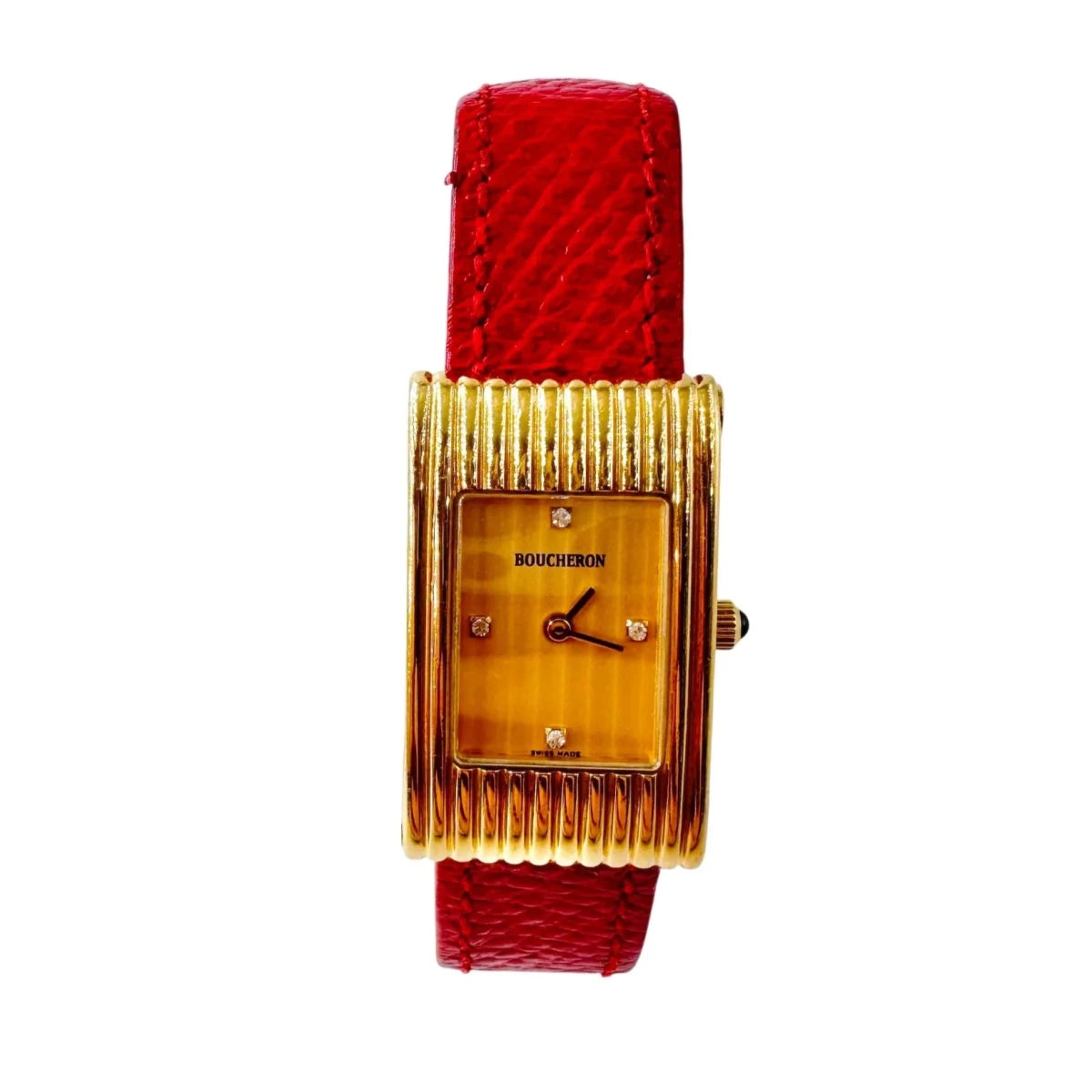 Montre BOUCHERON "Reflet" en or jaune, cuir et diamants - Castafiore