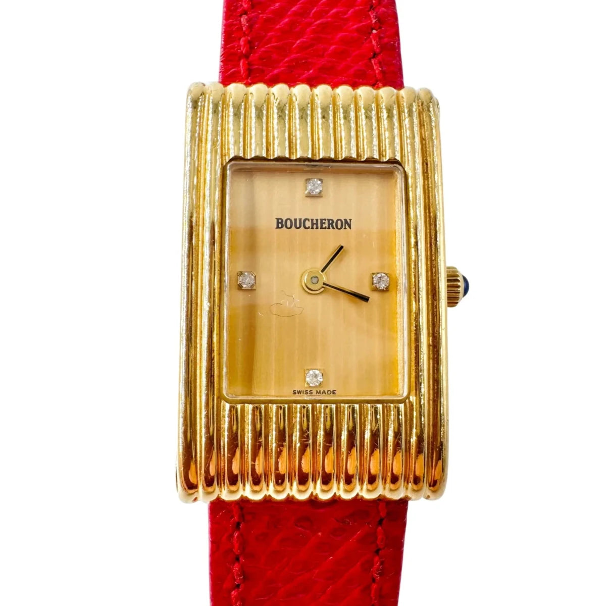 Montre BOUCHERON "Reflet" en or jaune, cuir et diamants - Castafiore