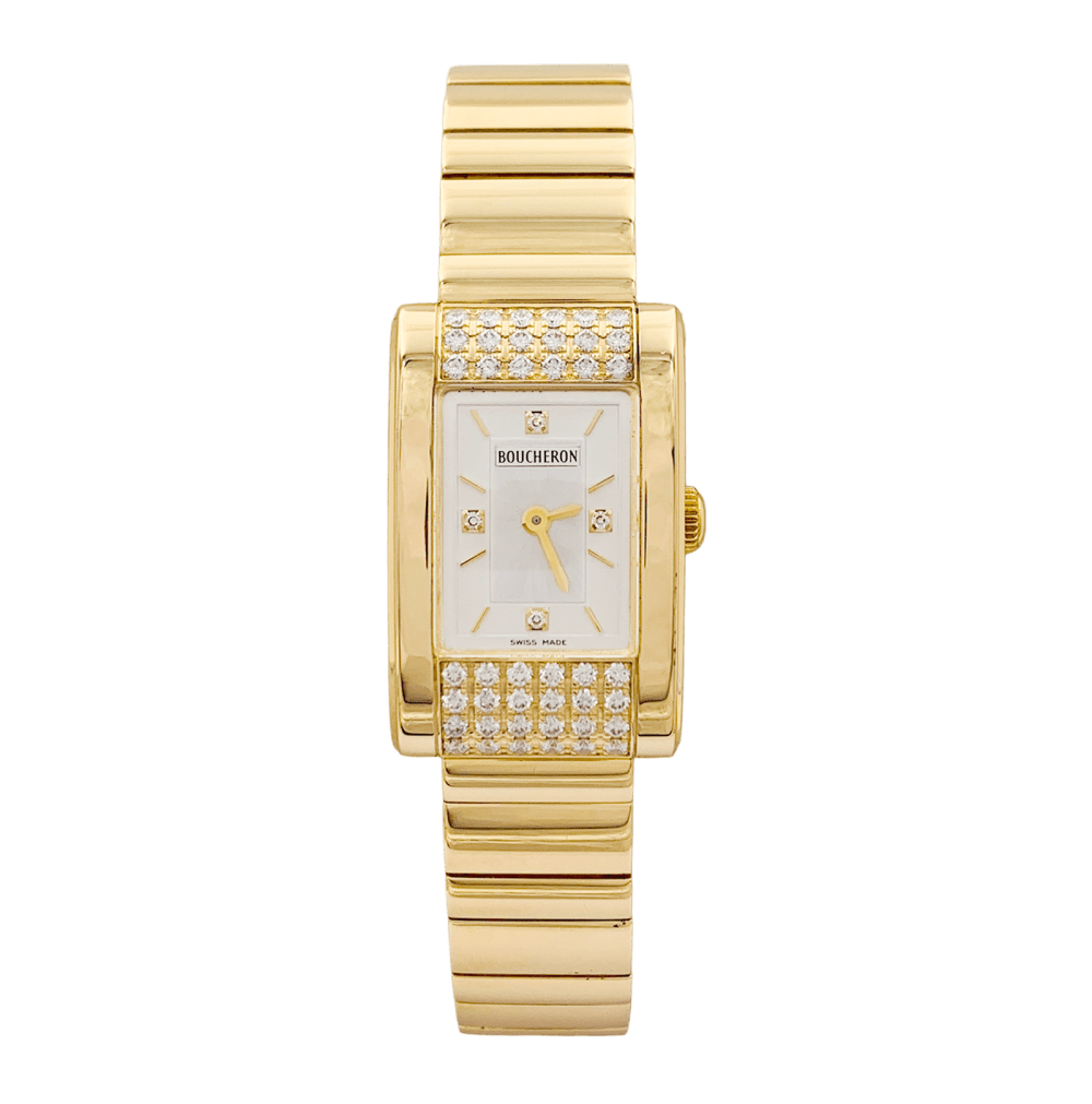 Montre BOUCHERON « Reflet Icare » en or jaune, argent et diamants - Castafiore