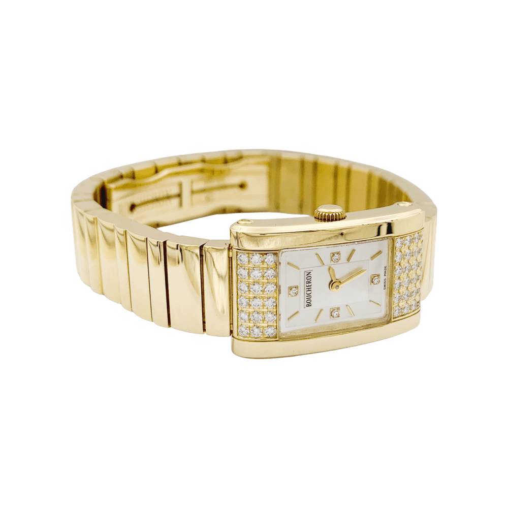 Montre BOUCHERON « Reflet Icare » en or jaune, argent et diamants - Castafiore