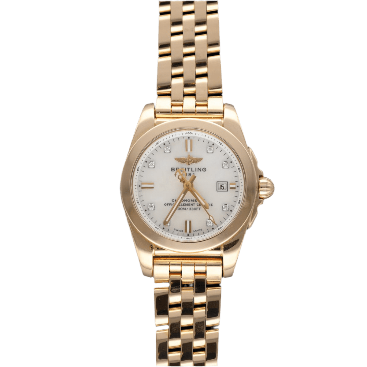 Montre BREITLING "Lady Galactic" en or rose, nacre, quartz et diamant - Castafiore