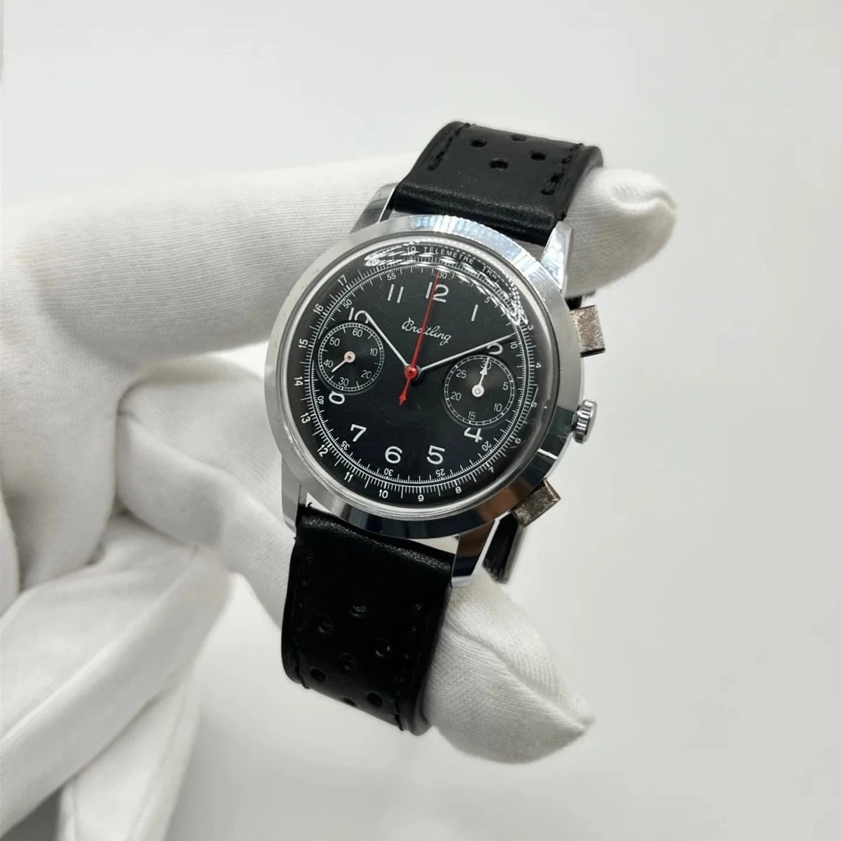 Montre BREITLING "Premier Chronograph" en acier inoxydable et cuir - Castafiore