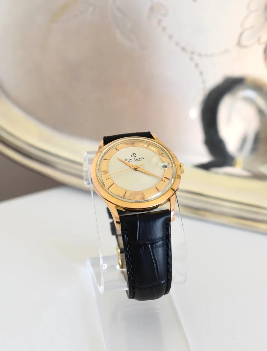 Montre BREITLING Réf. 4002, en plaqué or et acier - Cadran bicolore, Venus 227, Vers 1956. - Castafiore