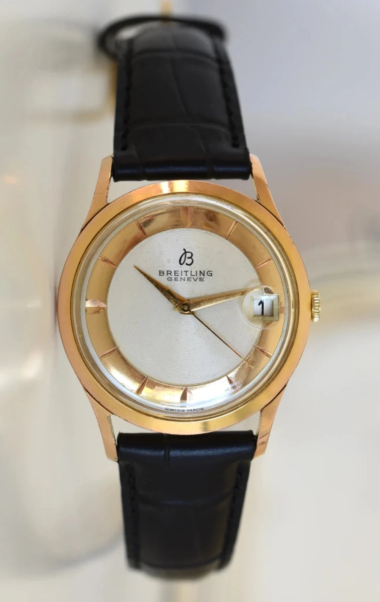 Montre BREITLING Réf. 4002, en plaqué or et acier - Cadran bicolore, Venus 227, Vers 1956. - Castafiore