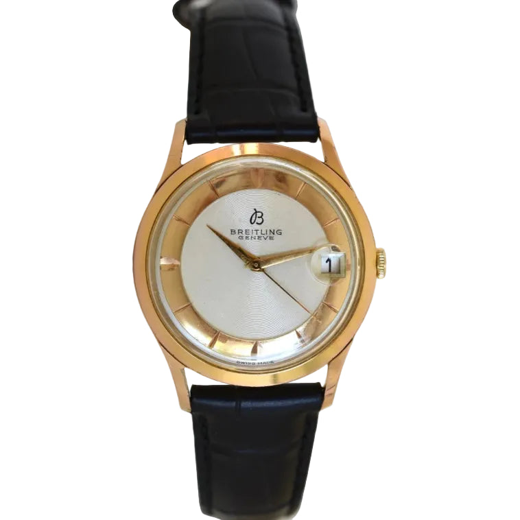 Montre BREITLING Réf. 4002, en plaqué or et acier - Cadran bicolore, Venus 227, Vers 1956. - Castafiore