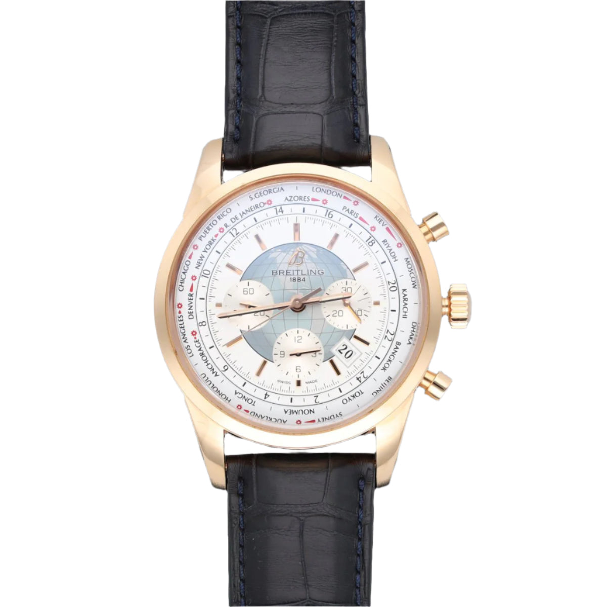 Montre Breitling Transocean Unitime (Ref RB0510) en or rose 18 Cts vers 2013. - Castafiore