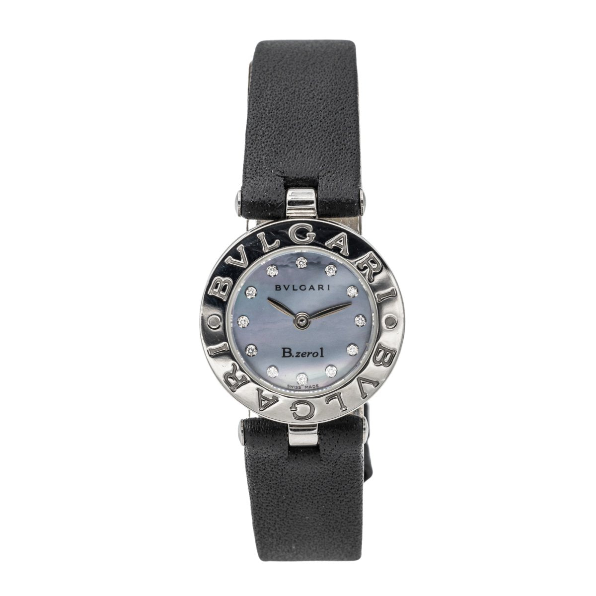 Montre BULGARI "B.Zéro1" en acier, cuir et diamants - Castafiore