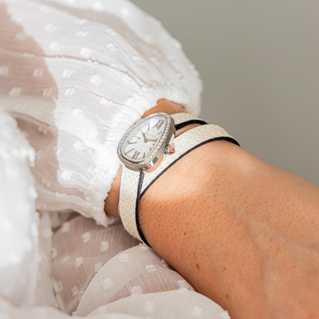 Montre BULGARI "SERPENTI" en acier et diamants - Castafiore