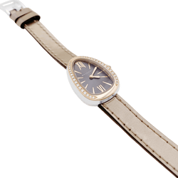 Montre BULGARI "Serpenti" en or rose, acier, cuir et diamants - Castafiore