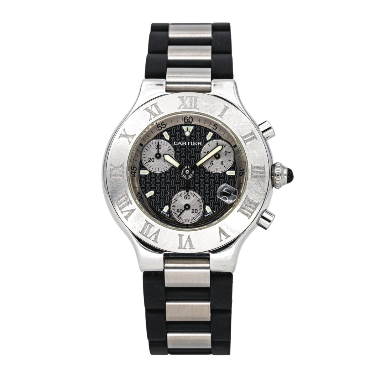 Montre CARTIER "21 Chronoscaph" en acier et quartz - Castafiore