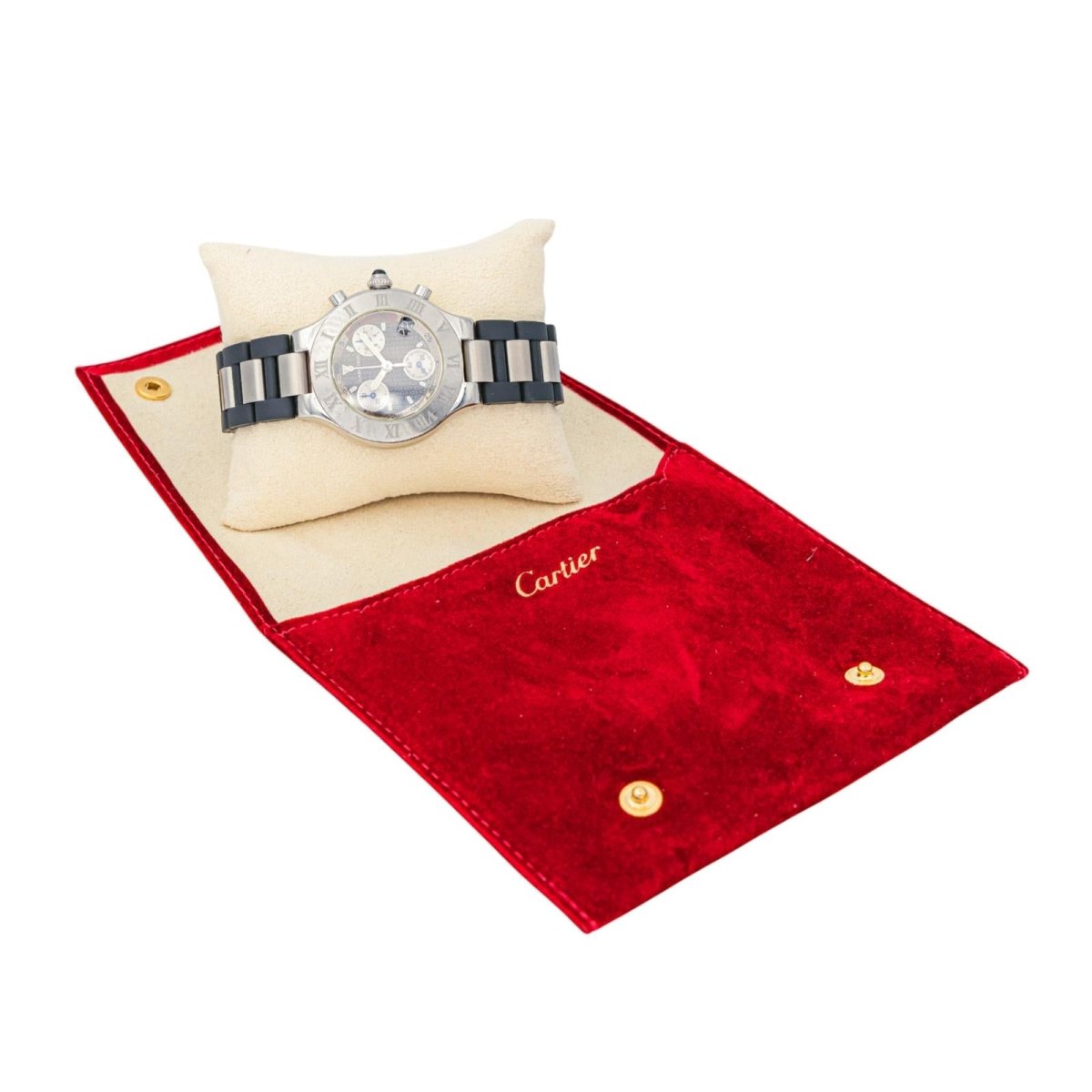 Montre CARTIER "21 Chronoscaph" en acier et quartz - Castafiore