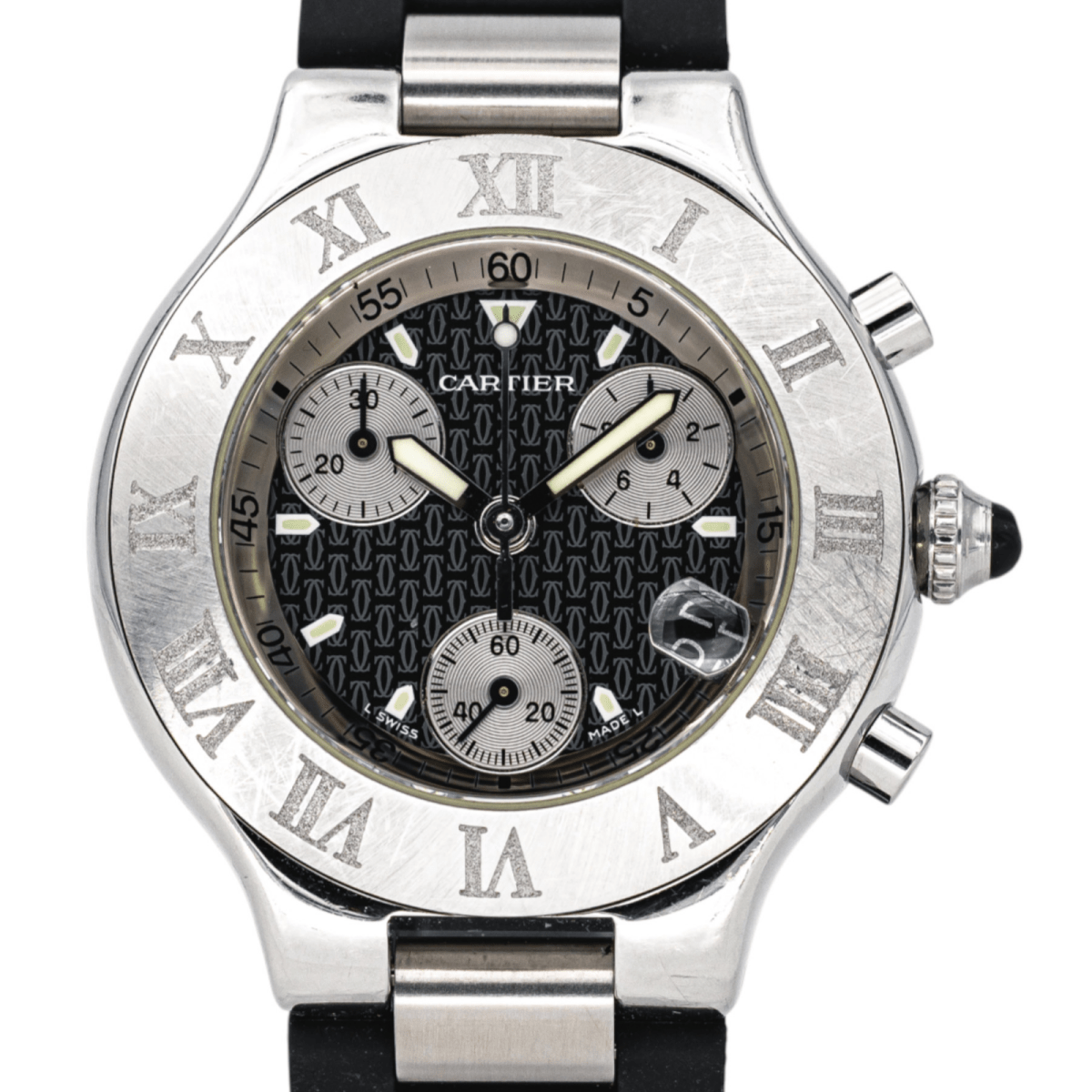 Montre CARTIER "21 Chronoscaph" en acier et quartz - Castafiore