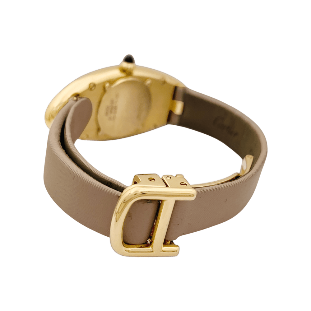 Montre CARTIER "Baignoire Allongée" en or rose, argent, acier et cuir - Castafiore
