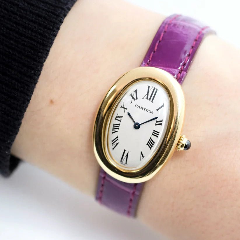 Montre CARTIER "Baignoire" en or jaune et cuir - Castafiore