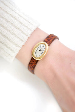 Montre CARTIER "Baignoire" en or jaune et cuir - Castafiore