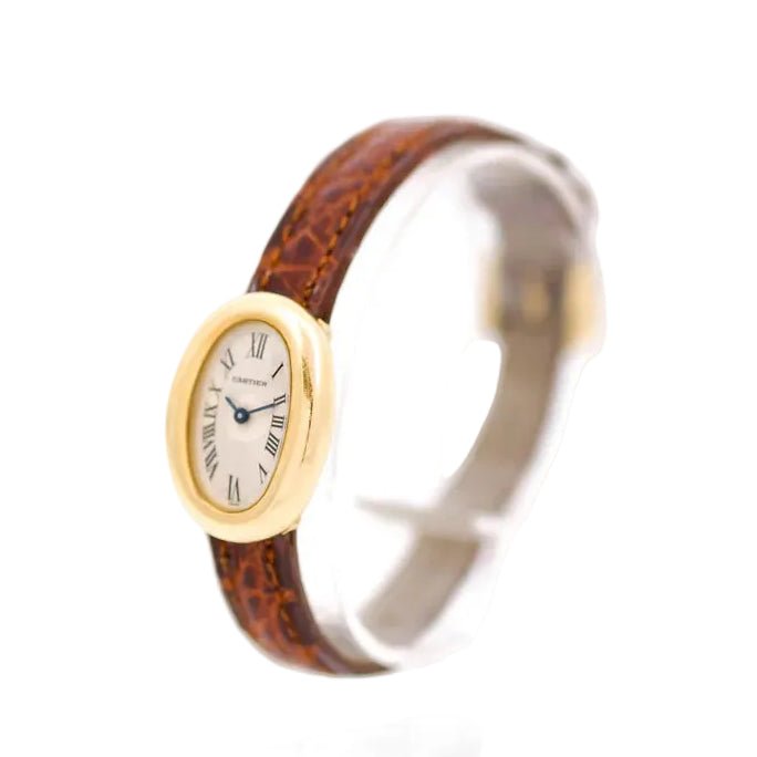 Montre CARTIER "Baignoire" en or jaune et cuir - Castafiore