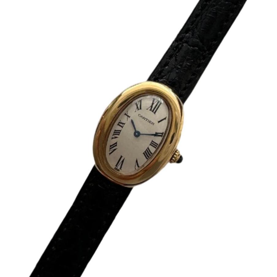 Montre CARTIER "Baignoire PM" en or jaune et cuir - Castafiore